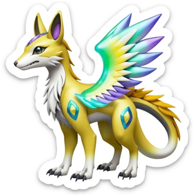 Meloetta-Vernid-Renamon-Lombax-Sergal-Pokémon-Digimon-Fakémon-fusion-hybrid-creature sticker