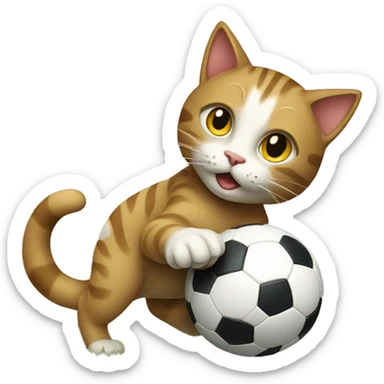 Cat kicking soccer ball sticker