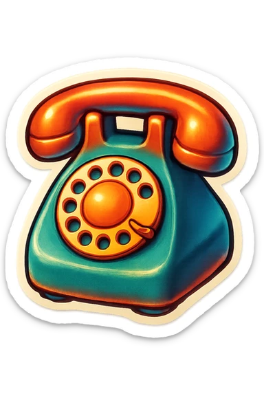 A retro phone sticker in retro stickers style, with a vintage design and bright colors sticker
