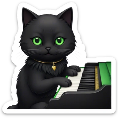 gothic cat playing piano sticker