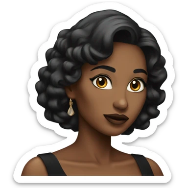 sultry elegance in black dress sticker