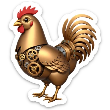 Robo steampunk chicken   sticker