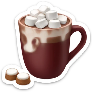 Burgundy mug of hot chocolate with marshmallows  sticker