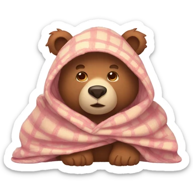 bear cozy in blanket sticker