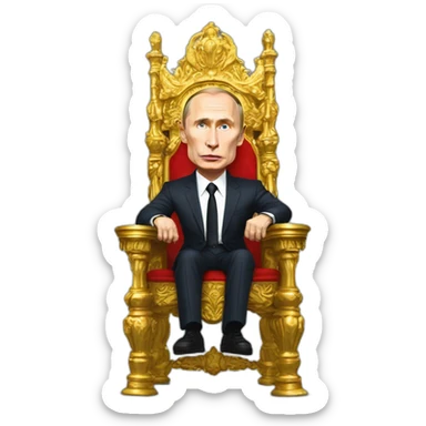 furious vladimir putin monke rides golden throne wheelchair sticker