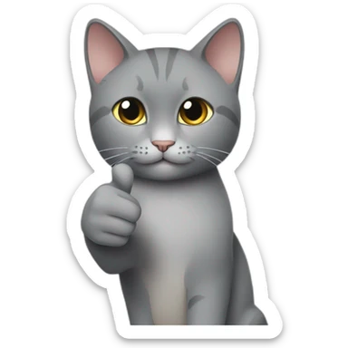 a gray cat saying it's ok with a thumbs up on its hand sticker