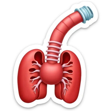 an emoji style image of the intestinal system (starting with the esophagus and ending with the rectum) like in an anatomy book but with bleeding from the rectum. sticker