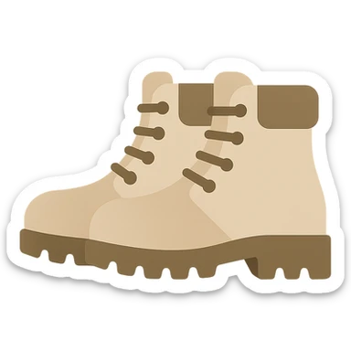 beige hiking boots, flat vector  sticker