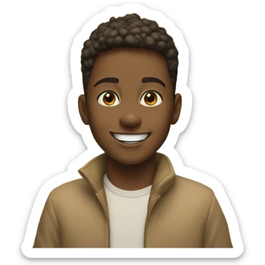 smiling boy with golden beige Husky  outdoors sticker