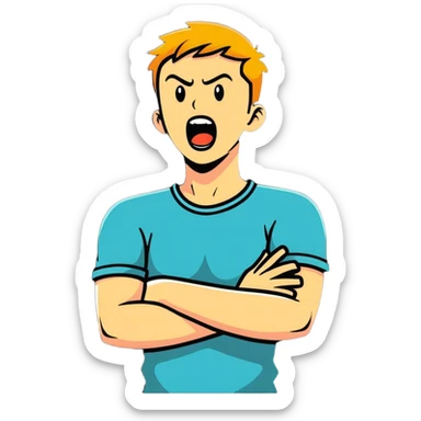 arms crossed holding neck screaming  sticker