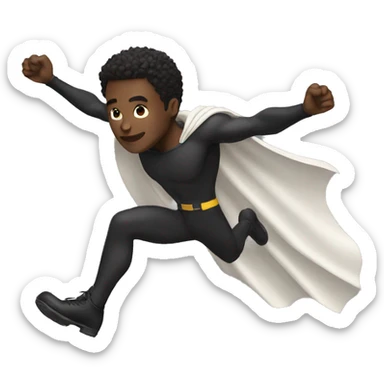 A black man flying upwards like a super hero sticker