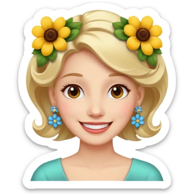 Lady wearing flower earrings


























 sticker