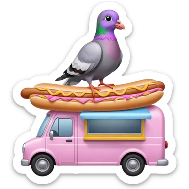 Pigeon is in the hot dog Van sticker