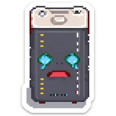 Battery completely empty and frowning sticker
