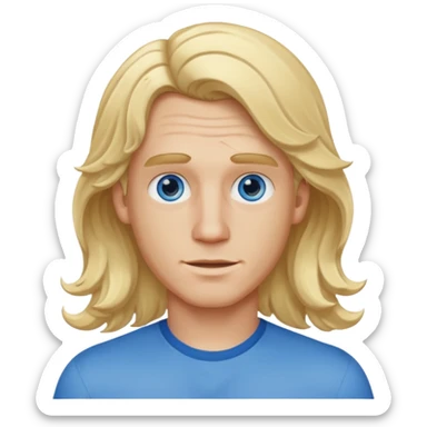 Blonde dude with wavy superlong middle part sticker