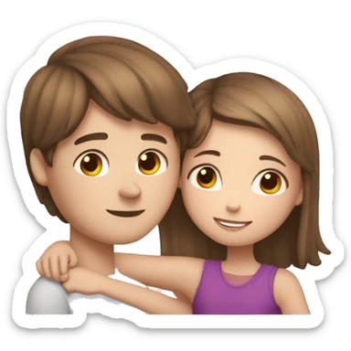 White skin Young man and girl hugs with heart sticker