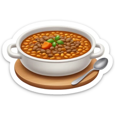 Cinematic Realistic Dal Dish Emoji, featuring a hearty lentil stew with aromatic spices rendered with lifelike textures and warm, comforting lighting. sticker