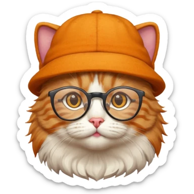 a cat with hat and glasses sticker