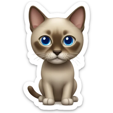 Dark Brown face - beige body thai cat with blue eyes  sticker