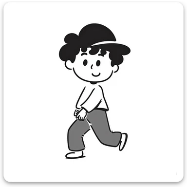 Simple sketch of a boy with a baseball cap sticker