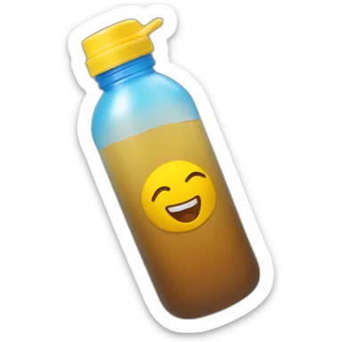 american style water bottle on the ground halfway with brownish yellow liquid (sideways) sticker