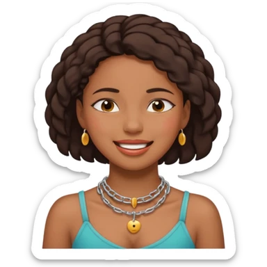 Black girl smiling eyes closed while choking herself on her neck  sticker