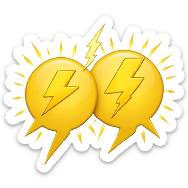 two speech bubbles with a lightning bolt between them sticker