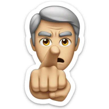 Angry person pointing towards the screen sticker