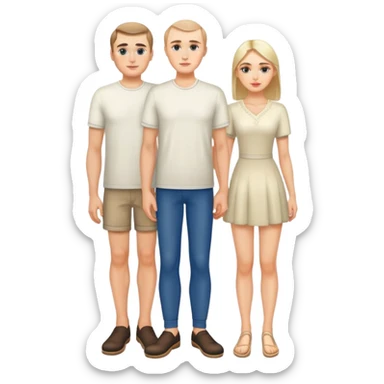 russian men and woman photorealistic standing on feet sticker