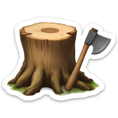 Tree stump with an axe cleaved in  it  sticker