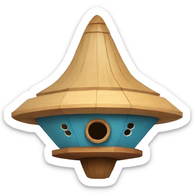 Wooden ufo spaceship birdhouse sticker