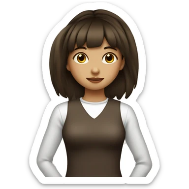 girl with bangs dark brown hair drinking a coffee Created 6 days sticker