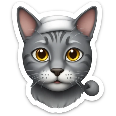 gray cat santa claus sticker