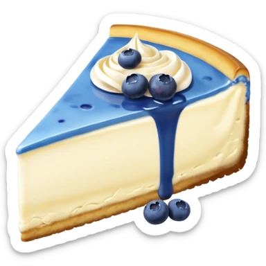 one slice of cheesecake with blue cream on top and blueberries without a plate sticker