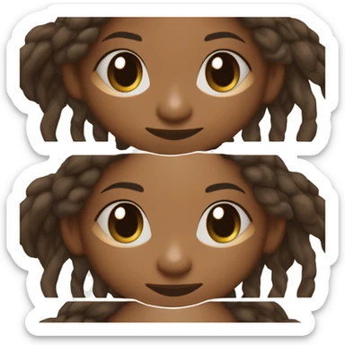 brown skin african american woman 35 years old with skinny long dreadlocks beautiful smile big black eyes rectangle face shape wide african nose  sticker