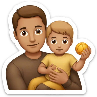 a man holding a child in 1 hand sticker
