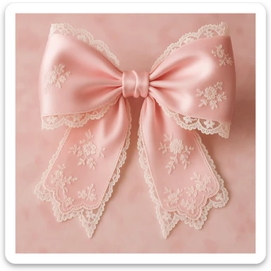 coquette style pink bow, lace accents, romantic and cute sticker
