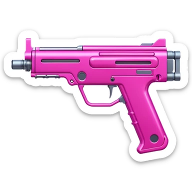 Hot pink cybernetic machine gun sticker