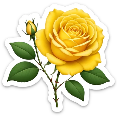 single Sunshine Yellow Tea Rose, straight stem sticker