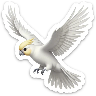 white cockatiel bird flying sticker