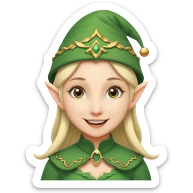 A female elf with a hat sticker