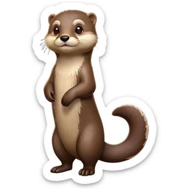 cinematic-noble [otter]-realistic-full-body-standing-emoji,-tail-tucked-close,-head-tilted-dramatically,-sleek-[brown]-fur,-simplified-yet-realistic-focused-features,-highly-detailed,-glowing-with-an-almost-sarcastic-glow  expressive eyes sticker