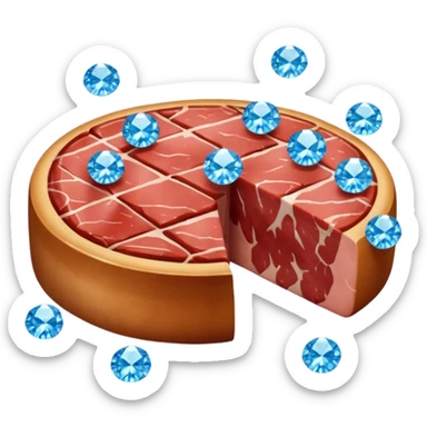 Meat with diamond textur and blue color sticker