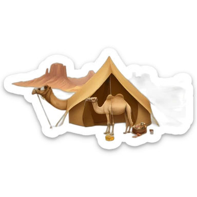 A tent, a camel and a desert sticker