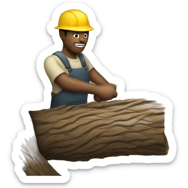 Man cutting down tree sticker