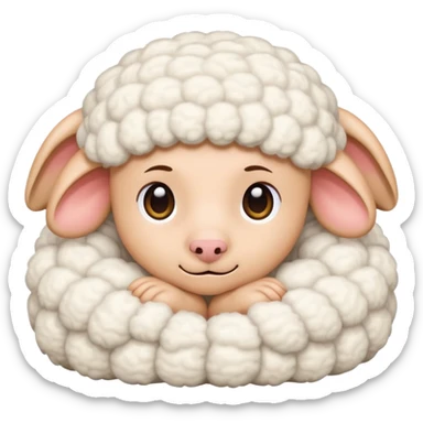 person hiding underneath sheep sticker