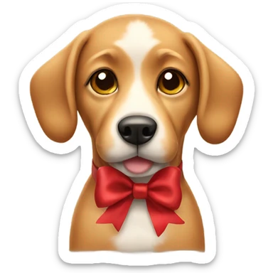 Tan dog wearing Christmas bow sticker