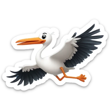 stork flying with baby boy sticker