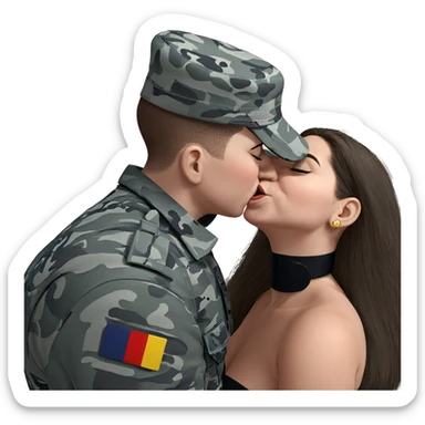 military couple sharing a kiss sticker