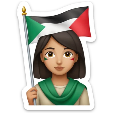 Girl holding Palestine flag  sticker